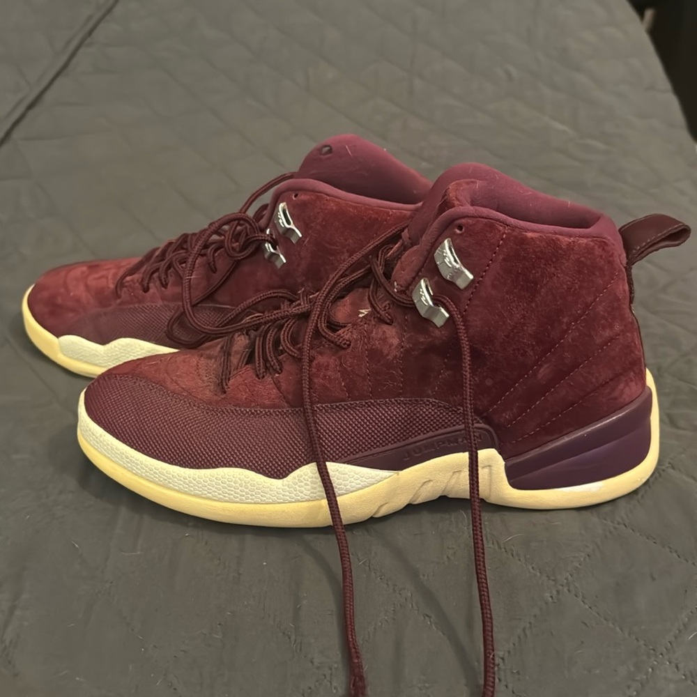 Men’s Jordan 12’s in Maroon Suede